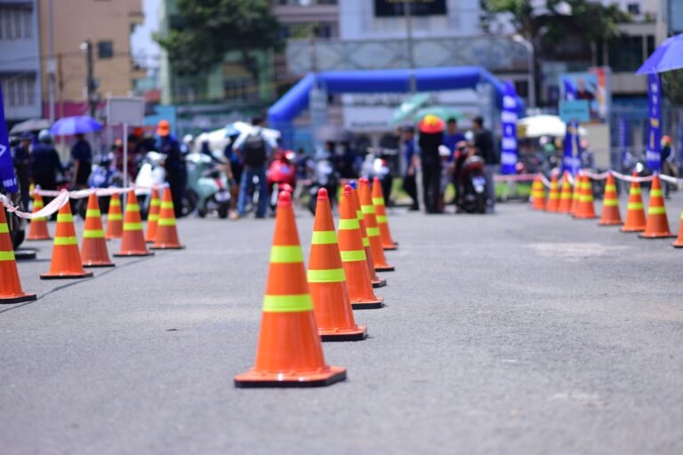 Verkeerspionnen bij een evenement
