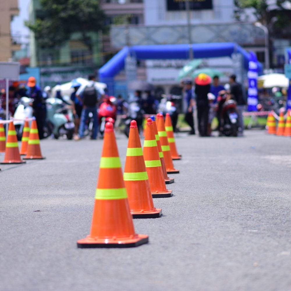 Verkeerspionnen bij een evenement